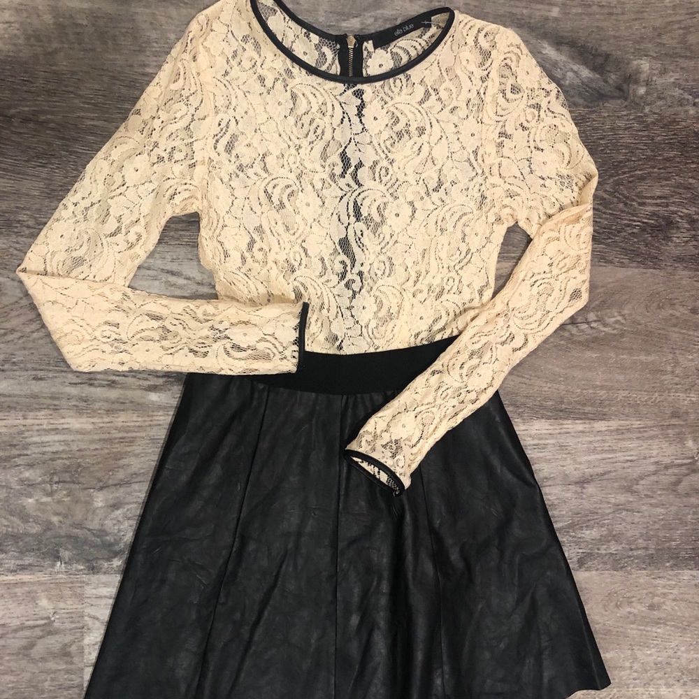 Lace & leather style skirt